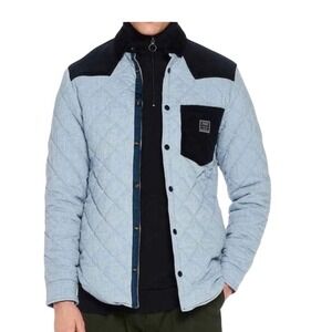 Scotch & Soda Mens Quilted Mix & Match Shirt Jacket Blue Navy Corduroy M